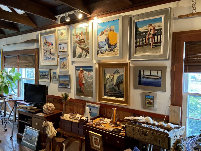 Petterson’s beach portraits and landscapes cover the walls of her studio, the former Lewes brush factory.
